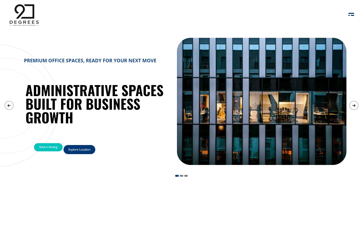 90 DEGREES SPACES desktop website screenshot